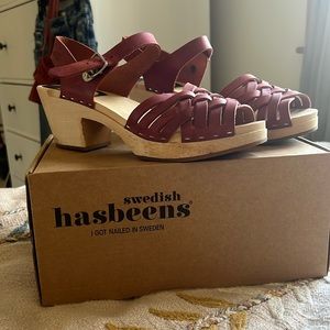 Swedish Hasbeens red sandals. Size 40. Worn twice. 2009 practically vintage :)